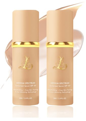 Foundation 4 in 1 - Color Changing Foundation, Medium Spectrum, Hypoallergenic Hydrating Liquid Concealer, Long-lasting & Waterproof Natural Finish - 1.06 fl oz - 2 Pack