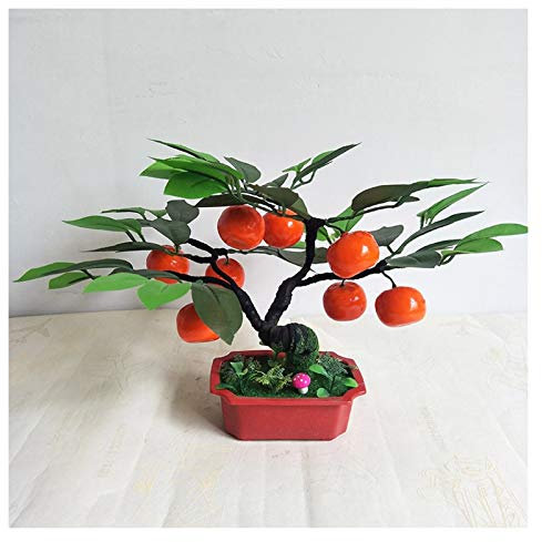 QTYQWC Künstliche Pflanzen, künstlicher Orangenbaum, künstliche Früchte im Topf, künstlicher Obstbaum, Bonsai, künstliche Pflanze mit Kunststofftopf für Zuhause, Büro, Gartendekoration, 35 cm hoch,