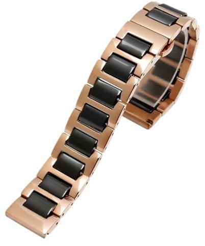 Cinturino for orologio in ceramica 14mm 16mm 18mm 20mm 22mm Cinturino for orologio universale in ceramica in acciaio inossidabile for uomo e donna Cinturino di ricambio for orologio(Rose gold black,18