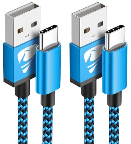 Yosou USB C Charger Cable 2M 2Pack USB A to USB C Type C Charger Fast Charging 3A Lead Nylon Braided for Samsung Galaxy S22 S21 S20 fe S10 A14 A13 A54,Huawei,Google Pixel 8 7 6 6a,Xiaomi, PS5,Switch
