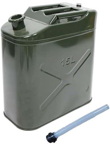 Jerrican Essence,bidons de Carburant Professionnels,15 L, 20L, 25L- avec Bec Verseur Rigide - Homologué pour Carburant, Hydrocarbures, Essence, Diesel et Autres Produits Dangereux (15L)
