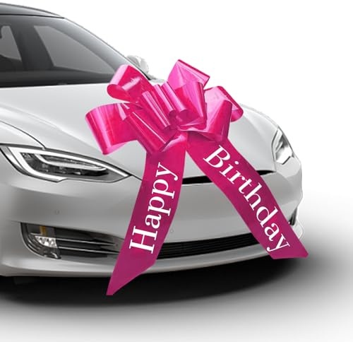hurifeng Große Rote Schleife für Auto, Geschenkschleife 23 Zoll – Perfekte Dekoration für Geburtstagsgeschenke, Hochzeit, Auto, Fahrrad, und mehr – Wiederverwendbar mit Zugschnur (Rosa)