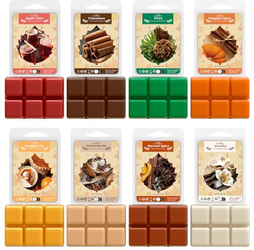 SNOWSEN Herbst Duftwachs für Duftlampe, Natürliches Wax Melts Sojawachs Schmilzt, Wachswürfel, Duftwachswürfel für Raumdüfte, Wachstörtchenfür für Duftlampe für Wachs, Duftgeschenkset für Damen