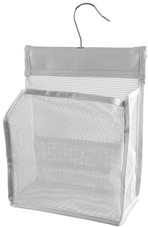 Lotsdonxia Large Peg Bag with S-Hook - PVC Peg Basket for Washing Line, Clothes and Peg Storage, Suitable for Kitchen, Bathroom and Outdoor Use (Grey)