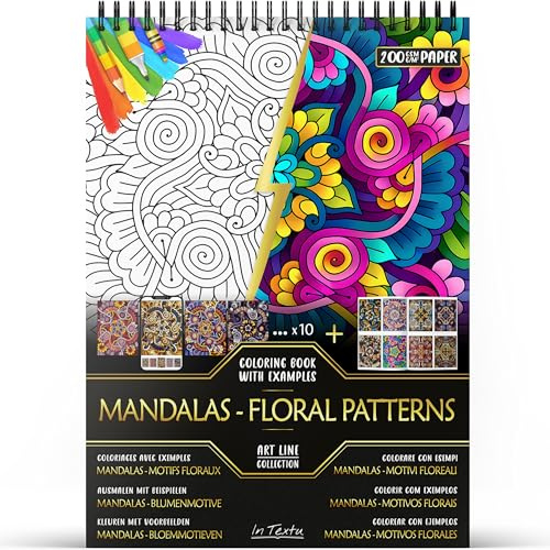 In Textu Libro de Colorear para Adultos Mandalas Motivos Florales, 200 g/m²