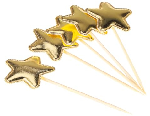 Cabilock 5 Stück Teiliges Goldene Stern Cake Topper aus Sicherem Pu-Material Kreative Tortendeko für Geburtstag Hochzeit und Party Stilvolle Cupcake Picks zur Festlichen Kuchenverschönerung