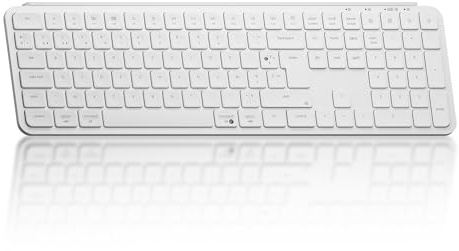Keychron B6 Pro Clavier sans Fil Ultra-Mince, 100% AZERTY Layout Clavier Gamer, 800 mAh Rechargeable, Programmez avec ZMK/Launcher, 2,4 GHz/Bluetooth 5.2/Filaire, pour Mac/Win/Linux - Blanc Ivoire