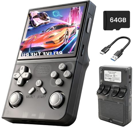Portable retro game console, upgraded version, 3.5-inch IPS screen, video player, 64 GB TF card, over 30,000 games, retro handheld game console with open-source Linux system