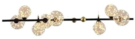 HYHDDM Lampadario lineare a LED a 8 luci - Oro e nero vintage, lampadine a filamento di vetro integrate for isola cucina, soggiorno(Black)