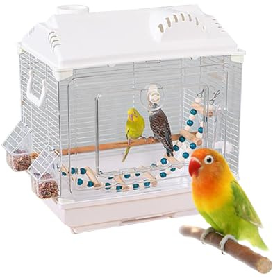 Resebur för Fågel - Lättviktig Och Flyktssäker Med God Ventilation,Bärbar Fågelbur Med Inbyggd Vattenflaska Och Sittpinne | För Nymfkakadua Lovebird Conures Inomhus Utomhus Resa