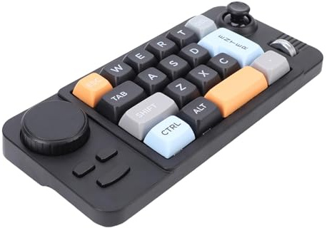 Jectse Kabelgebundene -Tastatur, Einhändige Makromechanische Tastatur, 19 Programmierbare Tasten, RGB-LED-Hintergrundbeleuchtung, mit -Rollen-Joystick-Steuerung, für Arbeitsspiele