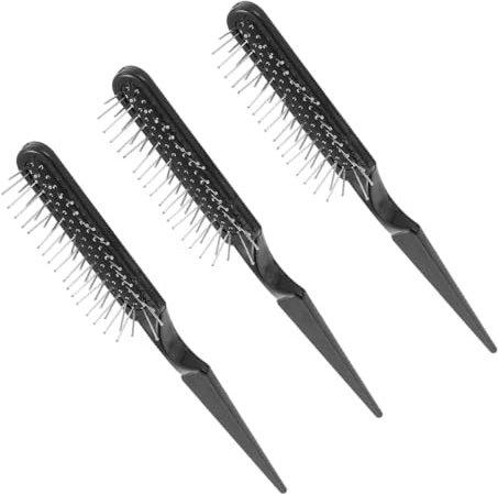 JOINPAYA Spazzola per Tintura dei Chioma e Pettine Massaggiante a Coda di Topo 3 Pezzi in Acciaio Antistatico per Chioma Fini, Cotonare e Modellare, Adatto per Uso Professionale e Styling