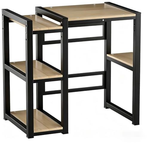 Estantería para Lavadora y Secadora con Estantes Laterales, Mueble Torre Lavadora Secadora Ajustable de 3 Niveles, Estante de Almacenamiento para Lavadora de Acero Reforzado(Black)
