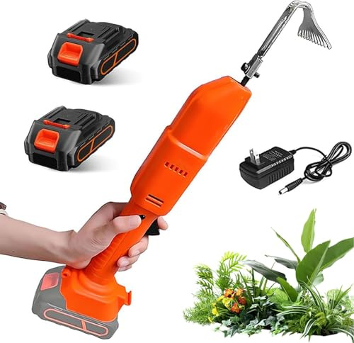 Azada cultivadora eléctrica inalámbrica, 2 en 1, desbrozadora y rastrillo de jardín, poste telescópico incluido, ideal para aflojar el suelo y desmalezar sin esfuerzo