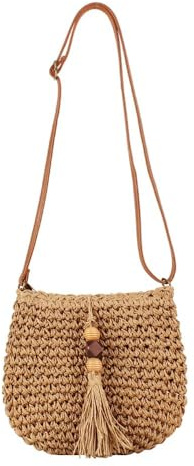 BWOOOWE Borsa a Donna Tracolla in Paglia Mezzaluna a Tracolla Estiva Tessuta a Mano Borsa da Spiaggia Elegante da Spiaggia di Paglia Intrecciat per Vacanza Mare Shopping