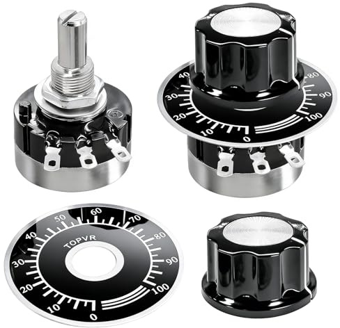 Taiss 2pcs RV24YN20S 5K Potentiometer Single Turn Carbon Film Rotary Taper Potentiometer Used for Inverter speed regulation. Motor speed control + 2pcs A03 knob + 2pcs dials (B502 5K ohm)