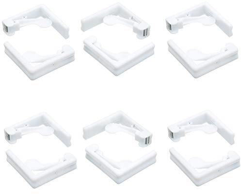 KitchenCraft Adjustable Plastic Tablecloth Clips, 6 x 6 x 2 cm - White (Pack of 6)