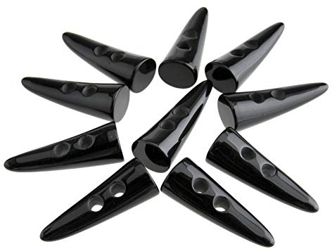 OTOTEC Knebelknöpfe aus Kunstharz, 2 Löcher, Nähknopf-Set, schwarz, für Kleidung, Mantel, Dekoration, Handwerk, 10 Stück