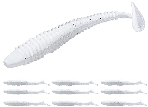 RUNCL Swimbaits Paddle 10/20/30/40PCS, 5/4/3/2 Inchs Paddle Tail, Soft Lure for Trout Crappie Bass, Durable Plastic Bait Swimmer for Saltwater/Freshwater, Fishing Lover's Gift