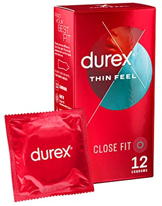 Durex Thin Feel Close Fit, 12 Condoms, Silicone Lubricated