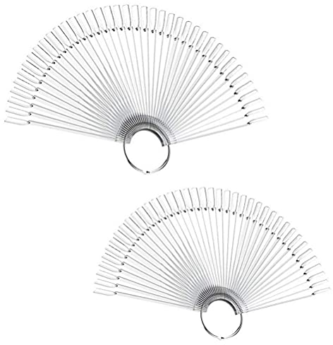 kuou 100 PCS Clear Fake Nail Swatches Fan-shaped Nails Display Sticks, Nail Art Tips Color Sticks Pop Sticks Nail Display Ring for Nail Gel Polish Practice