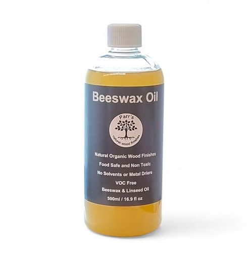 Huile de cire d'abeille pour bois - 500ml - Cire d'abeille naturelle et huile de lin polymérisée - Sans COV et respectueuse de l'environnement - Planches à découper, huile pour planche à découper