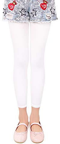 L&K-II 3/4 bambino bambina collant estivo senza piedi collant balletto collant danza 40 den microfibra coprente colorato 27252 Bianco 122/128