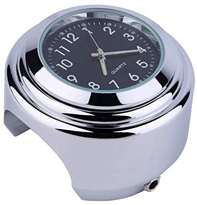 uhr für Motorradlenker, Universal Motorrad Lenkeruhr, Motorrad Fahrrad Chrom Wasserdicht Zifferblatt Lenkeruhr Glow Watch Black Shell & Silver Base