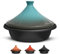 KooK Marokkanische Tajine, emaillierter Gusseisen-Kochtopf, Tajine mit kegelförmigem geschlossenem Deckel aus Keramik, 3,3 QT, Steinblau