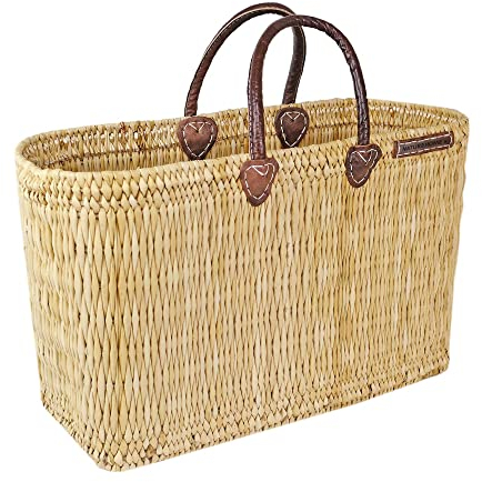 NATUREHOME Schilfrohrtasche (L) ca. 44x31x18 cm natur - handgefertigter, besonders großer Shopper aus robustem, nachhaltigem Schilfrohr - leicht, stabil und vielseitig als Hand- oder Einkaufstasche