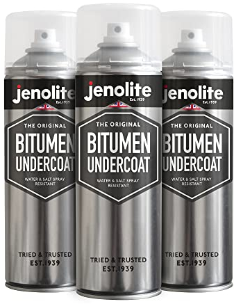 JENOLITE Guaina Bituminosa a Spray | Nero | Vernice Spray anticorrosione per sottoscocca Auto, sigillante per grondaie, sigillante per Tetto | 3 x 500ml