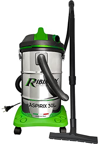 Ribimex Aspiratore per Solidi e Liquidi Aspirix, Bidone Aspiratutto da 30 L, Potenza 1200 W, con Filtro HEPA Lavabile, Funzione Soffiante, Galleggiante Integrato, Accessori Inclusi - PRASP30IT