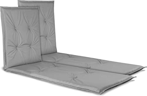 normani 2 Auflagen Gartenliegen Sonnenliegen Auflage - 2er Set Strandliege Polsterauflage mit weicher und langlebiger Füllung aus wasserdichtem Material Hellgrau 195 x 55 x 6 cm