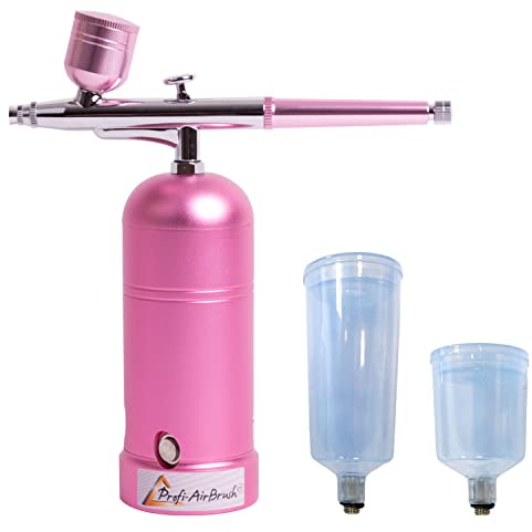 Aerógrafo, set de pistola set de compresor kit de aerógrafo set de aerógrafo inalámbrico-minicompresor de aerógrafo para pinturas maquillaje cosméticos con pistola aerógrafo(AirBrush ACCU-Star I ROSA)