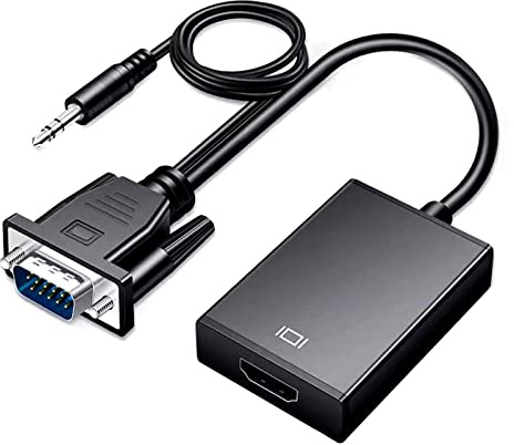 Adaptador VGA a HDMI, Cable Adaptador VGA a HDMI 1080P, Convertidor de Video Profesional VGA Convertidor de Computadora para PC, Computadoras Portátiles, Televisores, Cajas de TV