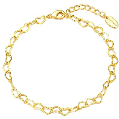 Philip Jones Pulsera chapada en oro de 18 quilates con eslabones de corazón