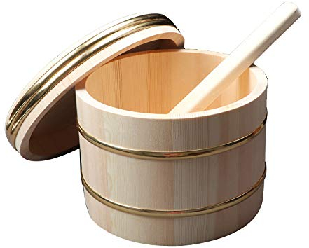 KARFRI Sushi-Sushi-Reis-Mischwanne, Holz-Sushi-Reisschüssel mit Deckel, Sushi-Zubereitungszubehör, 31 cm (31 cm)