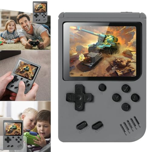 PKKP Handheld-Spielkonsole, Retro-Spielekonsole mit 500 Klassische FC Spiele, Handheld Game Console, Retro Konsole Game Stick für Erwachsener Teenager Geburtstagsgeschenk (Grau-1 Spieler)