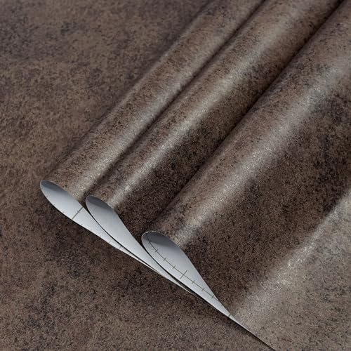 TOTIO Papier peint texture béton,Film brun foncé pour meubles,Sticker mural métallisé de style industriel,40CMx3M,Bronze doré,Design sans bulles d'air,Mat,épais, auto-adhésif,imperméable,amovible