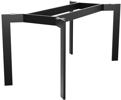 MetaloPro Tischbeine Metall, Schwerlast Stahl Schreibtisch Beine, Tischkufen Schwarz und Schrauben, Bodenschoner, Trapez Tischgestell für Moderne Couchtisch, Esstisch, Wohnzimmertisch – 130x70x72 cm