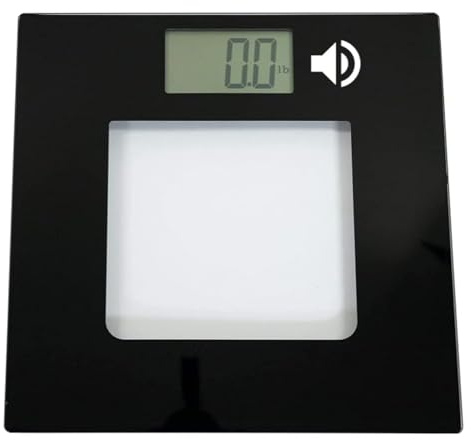 Talking Digital Scale Extra Wide Glass - Accurate Visual & Voice Display Scale for Body Weight - 395 Pounds Max - Wide Width Tamper Glass - Large LCD Display - Tap Auto On & Off