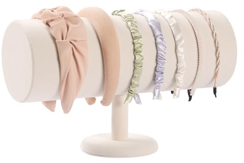 Pangkeep Halter für Stirnband, Kopfbandhalterung Ear Display Stand für Mädchen, T-Bar Beige Weißes Haarband-Organisationsregal.