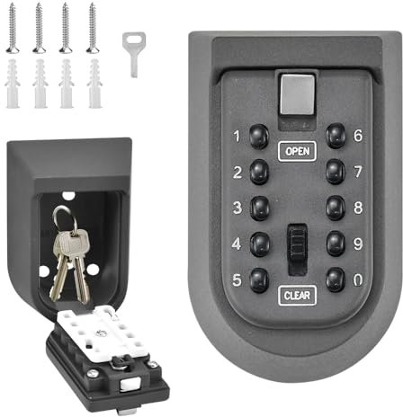 FTISSLY Coffre-fort à clés avec code numérique - Coffre à clés extérieur avec code à 10 chiffres - Boîte à clés avec code - Montage mural - Étanche - Pour l'extérieur et l'intérieur