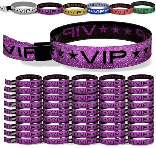 TARACANA 110 st lila VIP-identifiering armband med säker låsklämma Måste ha justerbara gnistrande armband för evenemang, fester, bröllop och festivaler.