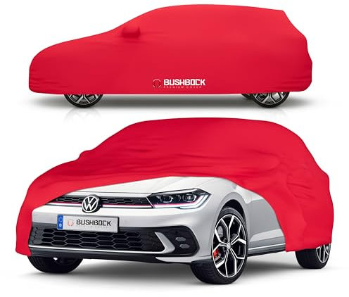 BUSHBOCK® Premium Cubierta para Auto Interior - Funda Protectora de Satén - Lona de Protección para Auto para Interior - 2 Colores, 4 Tamaños (Rojo, S)