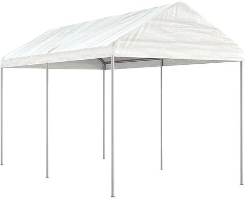 Gecheer Cenador de Jardín con Techo Blanco, Resistente a UV, para Eventos y Relajación - 4.46x2.28x2.69m