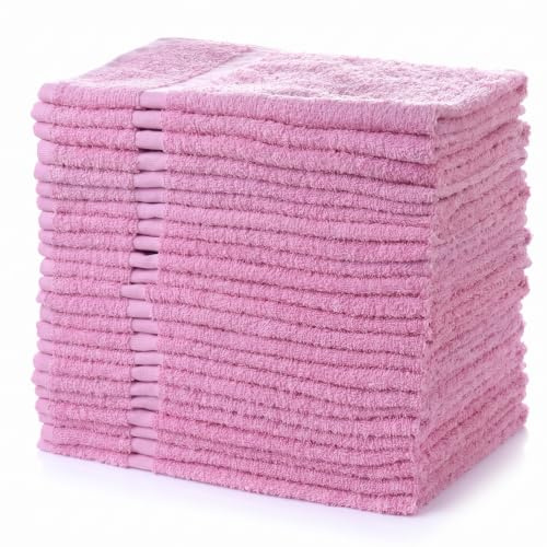 Simpli-Magic Cotton Hand Towels 16x27 (12 Pack) – Soft Towels for Bathroom, Kitchen, Salon & Gym (Pink)