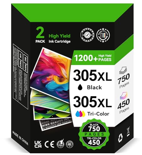 305 XL Druckerpatronen, Kompatibel für Original HP 305 Druckerpatronen, 305 XL Schwarz/Farbig | 750/450+ Seiten für HP DeskJet 2820e Patronen 2800e 2810e 2700 2710e Plus 4100 4120 Envy 6000 6020e