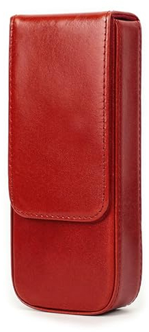 LVUNZJCA Federmäppchen aus Leder Stifteetui aus Leder, handgefertigt, mit Schublade, Schreibtisch-Stifte-Organizer für Arbeit, Büro(rot)