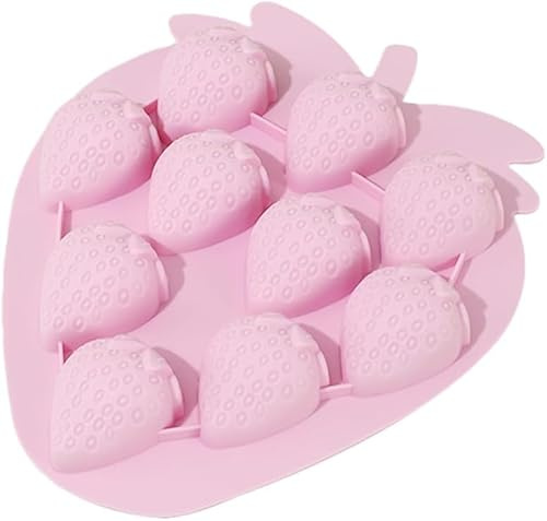3D Erdbeere Eiswürfel Silikonform Backform Schokolade Candy Mold Ton Harz Handmade Mould Party Cupcake Dekorieren Werkzeuge Barzubehör(PINK)